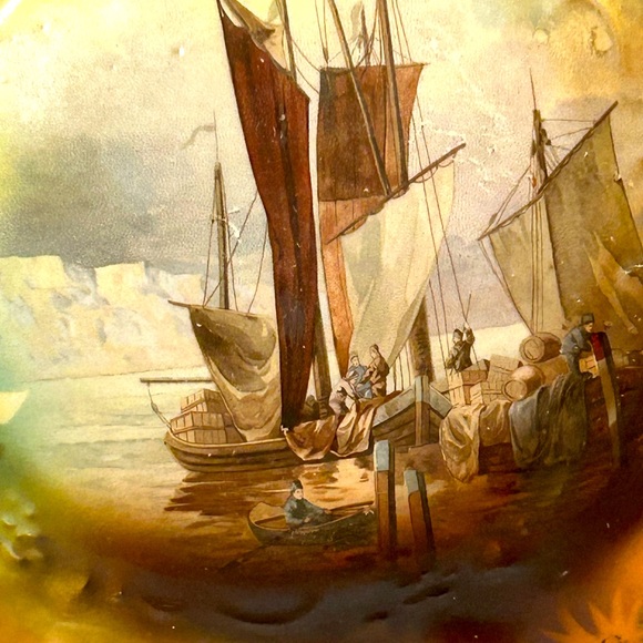 RARE Antique R S PRUSSIA Masted Schooner Bowl - Picture 2 of 8